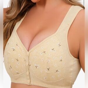 Elegant Beige Floral Bra